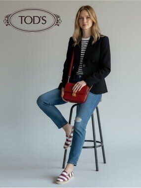 Tod's Striped Espadrille Leather Slip-On Sneakers
